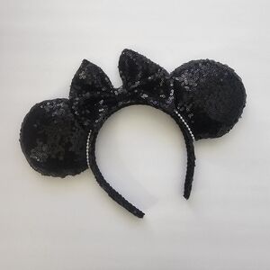 Black Sequin Mouse Ear Headband